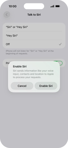 Press Enable Siri. Press Enable Siri.