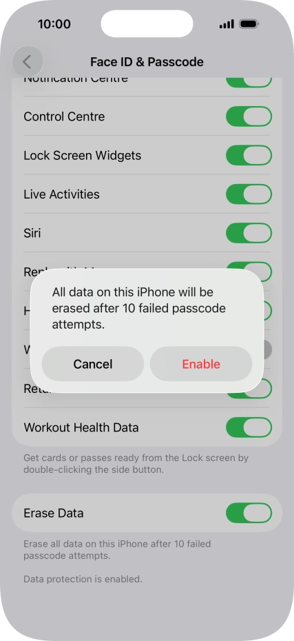 If you turn on the function, press Enable.