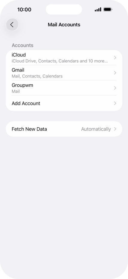 Press the name of the email account you've just set up.