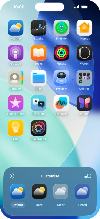 Press the required setting to select the size of app icons on the home screen.