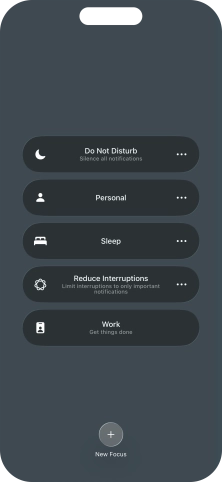 Press the required focus mode to activate or deactivate it immediately.