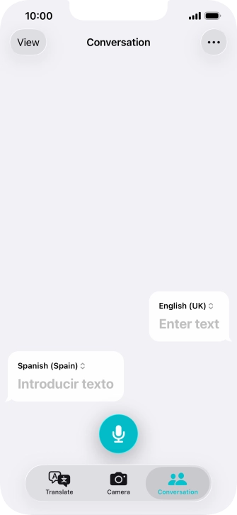 Press the microphone icon and say the required word or sentence.