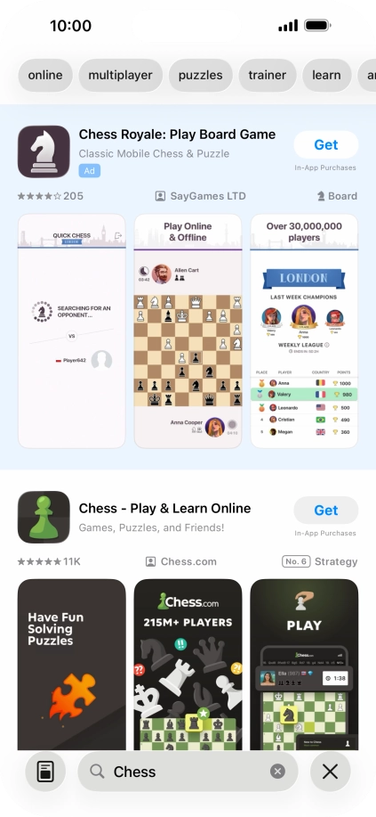 Press the required app.