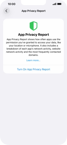Press Turn On App Privacy Report to turn on the function.