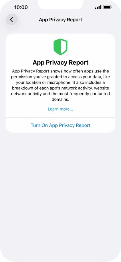 Press Turn On App Privacy Report to turn on the function.