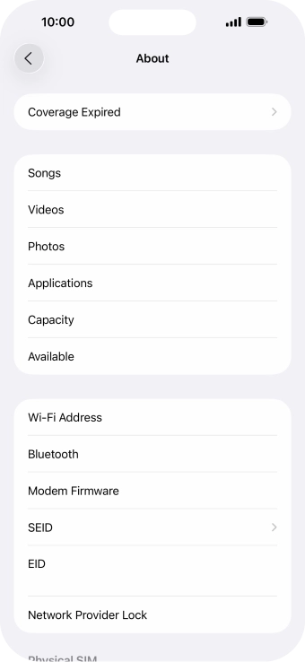 The Network Provider Lock status is displayed next to Network Provider Lock.