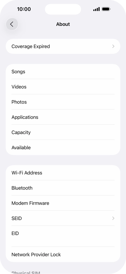 The Network Provider Lock status is displayed next to Network Provider Lock.