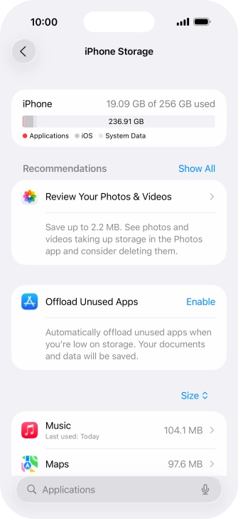 Press the required app.
