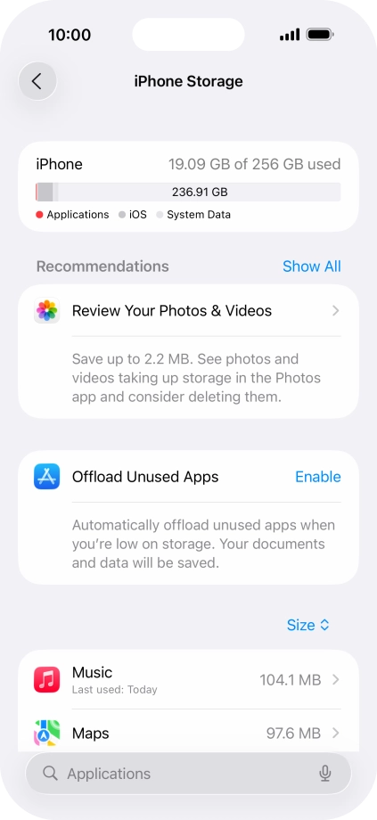 Press the required app.