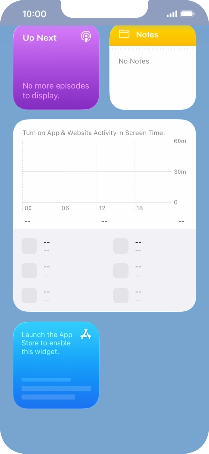 Press and hold the required widget until a pop-up menu is displayed.