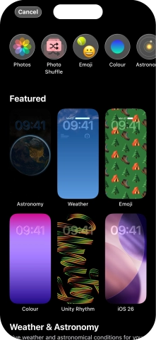 Press the required category and follow the instructions on the screen to select the required background image.