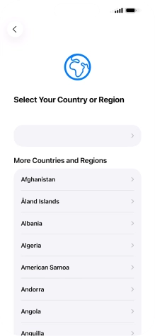 Press the required country or area.