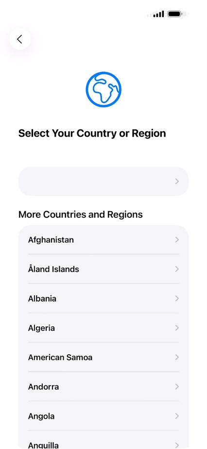 Press the required country or area.
