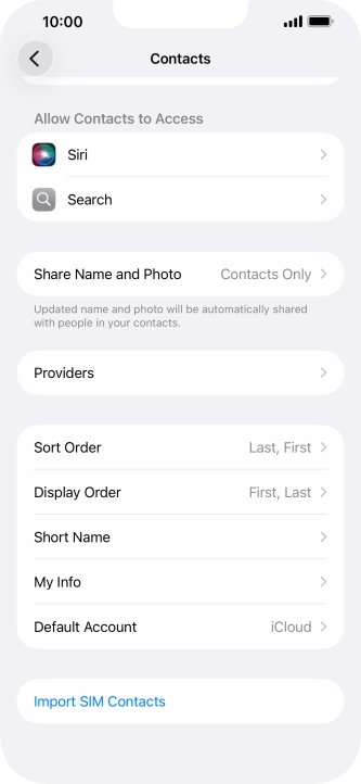 Press Import SIM Contacts.