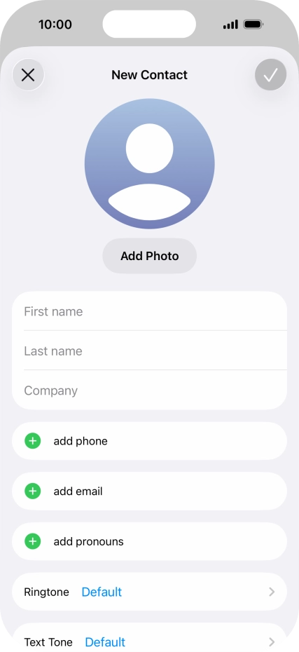 Press First name and key in the first name.
