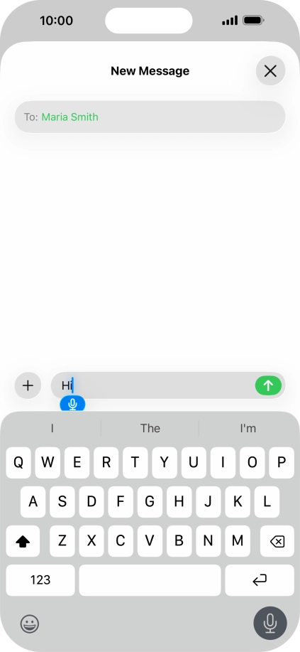 Press the microphone icon to end dictation.