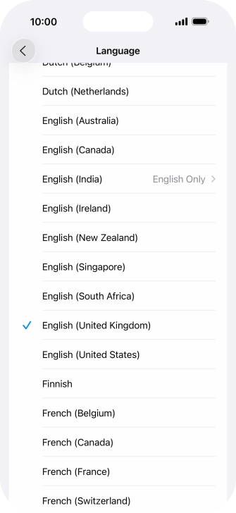 Press the required language. Press the required language.