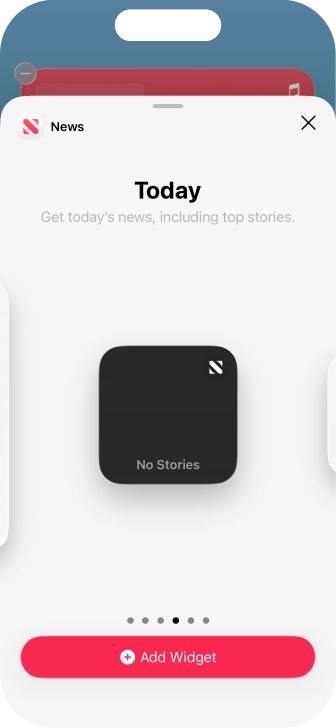 Slide your finger right or left on the screen to select the required widget size.