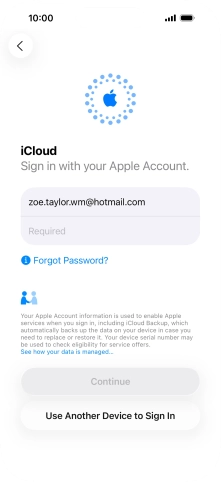 Press Required and key in the password for your Apple Account.