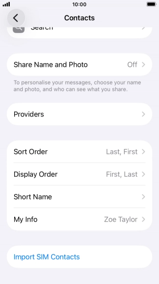 Press Import SIM Contacts.