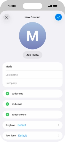 Press Last name and key in the last name. Press Last name and key in the last name.