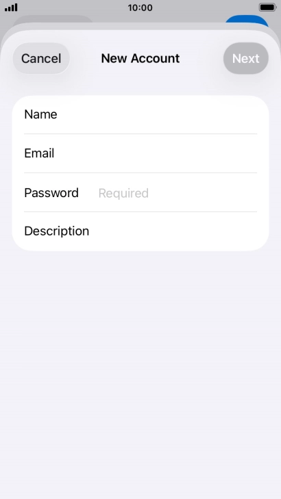 Press Password and key in the password for your email account.