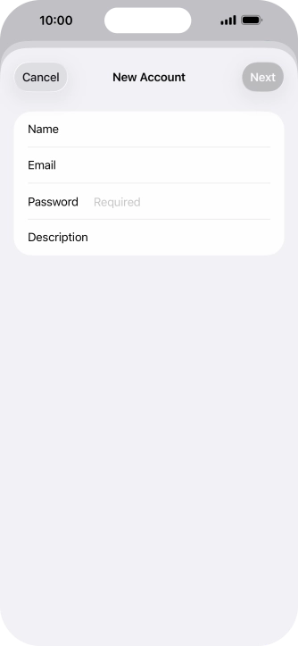 Press Password and key in the password for your email account.