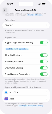 Press ChatGPT and follow the instructions on the screen to turn use of ChatGPT on or off.