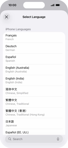 Press the required language.