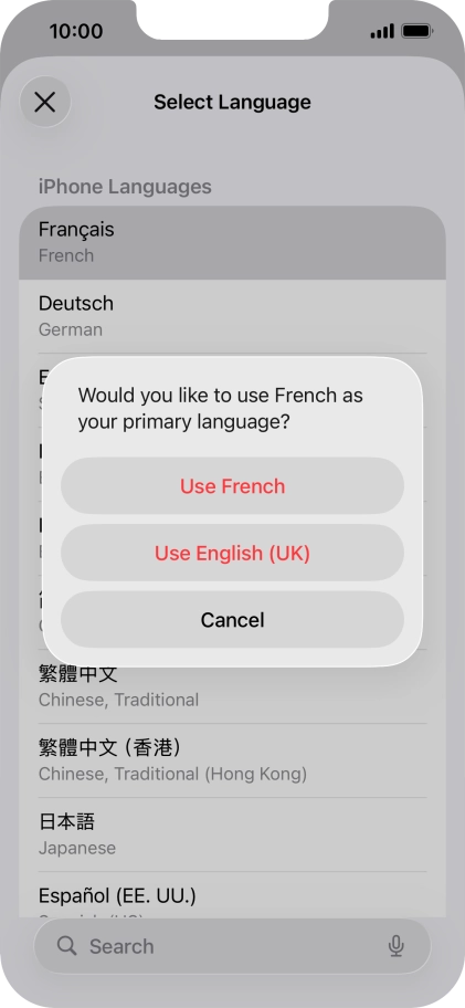 To select the new language as the default phone language, press Use ‹language›. To select the new language as the default phone language, press Use ‹language›.