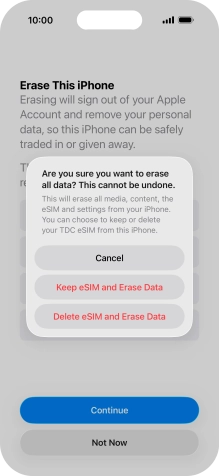 Press the required setting.