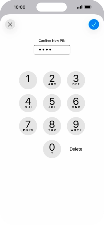 Key in the new PIN again and press the confirm icon.