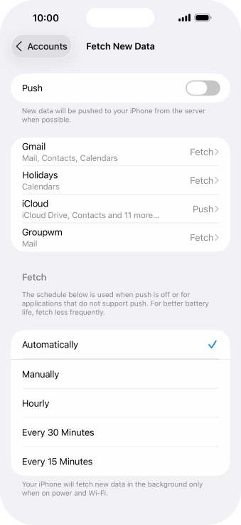 If you turn off the function, press the required setting.