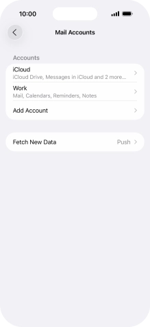 Press the name of the Exchange email account you've just set up.