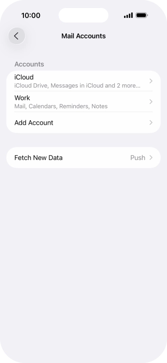 Press the name of the Exchange email account you've just set up.