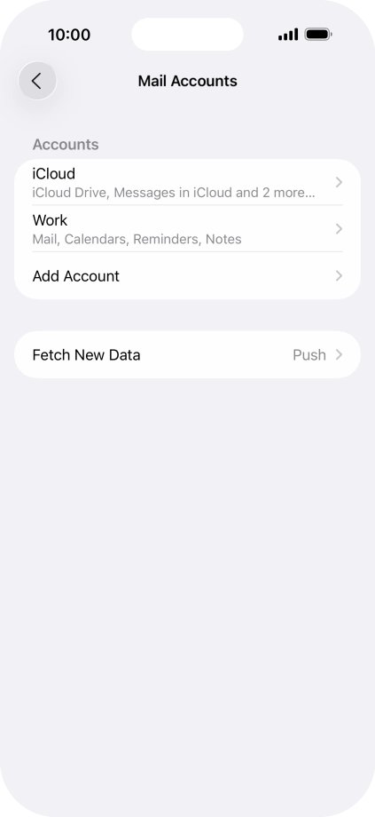 Press the name of the Exchange email account you've just set up.
