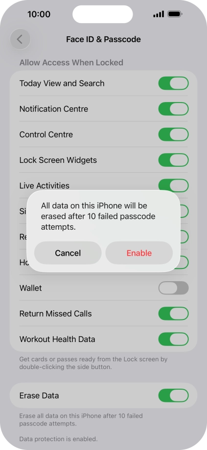 If you turn on the function, press Enable.