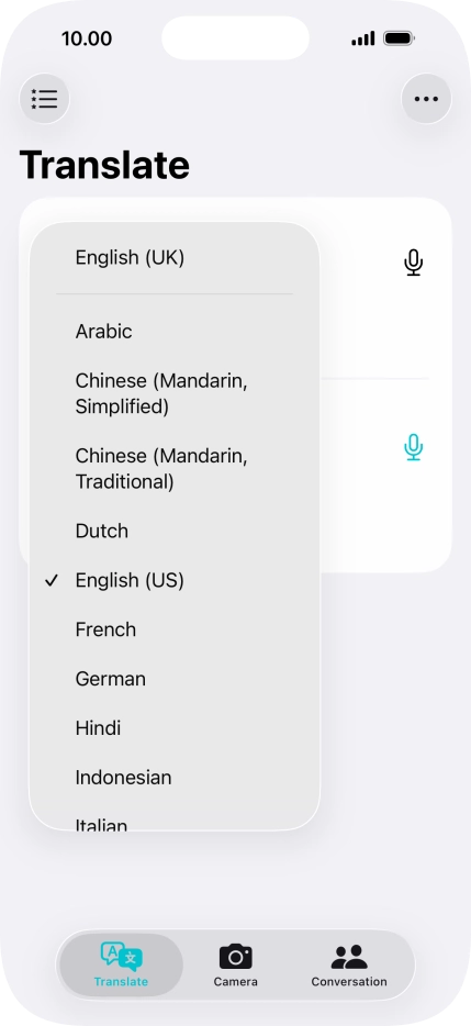 Press the required source language.