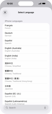 Press the required language.