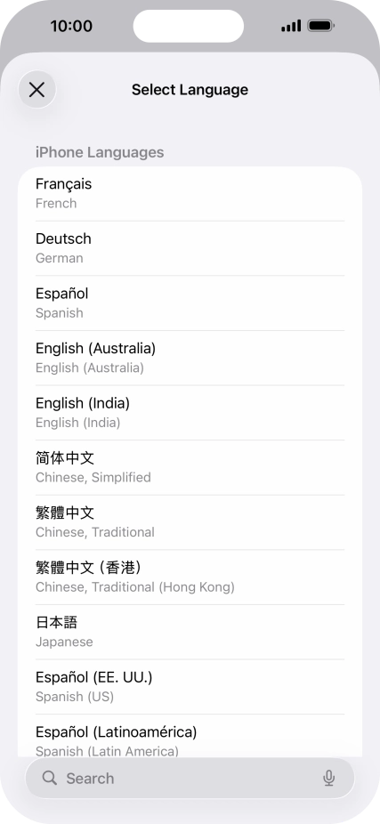 Press the required language.