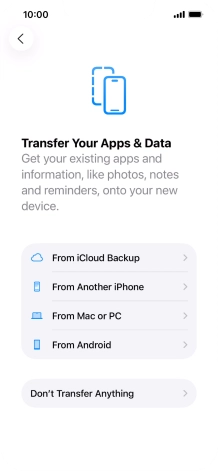 Press Don't Transfer Anything and follow the instructions on the screen to finish the activation.