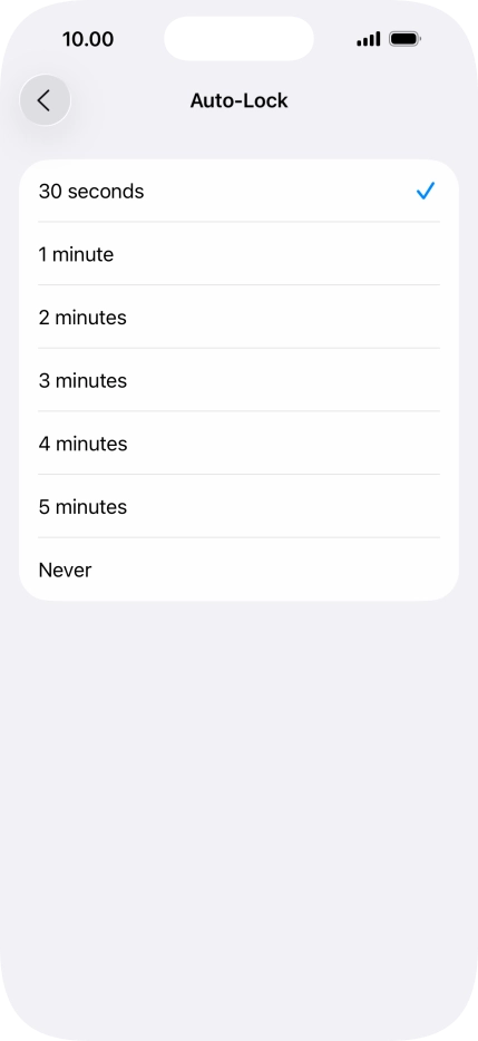 Press the required setting.