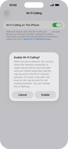 If you turn on the function, press Enable.
