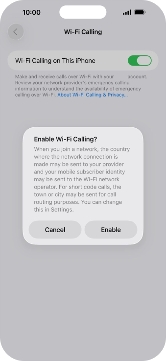 If you turn on the function, press Enable.