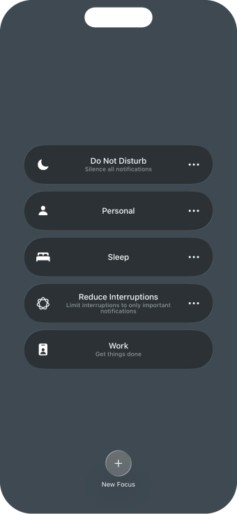 Press the required focus mode to activate or deactivate it immediately.