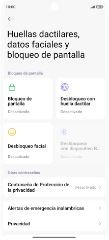 Pulsa Desbloqueo con huella dactilar. Pulsa Desbloqueo con huella dactilar.
