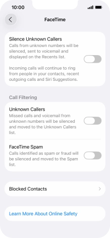 Press Blocked Contacts.