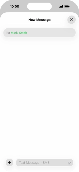 Press the text input field and write the text for your text message.