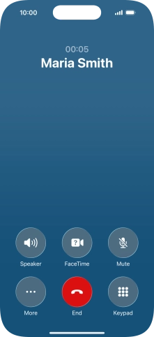 Press the end call icon to end the call and return to the home screen.