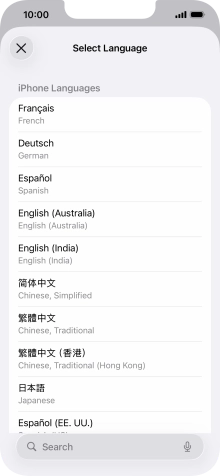 Press the required language.